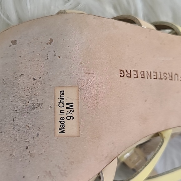 Diane von Furstenberg High Heel Sandals Size 9.5 Beige Patent Leather Sexy Shoes - Picture 6 of 13